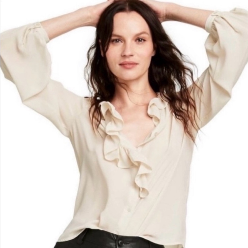 Nili Lotan for Target Elegant Ruffled Cream Blouse